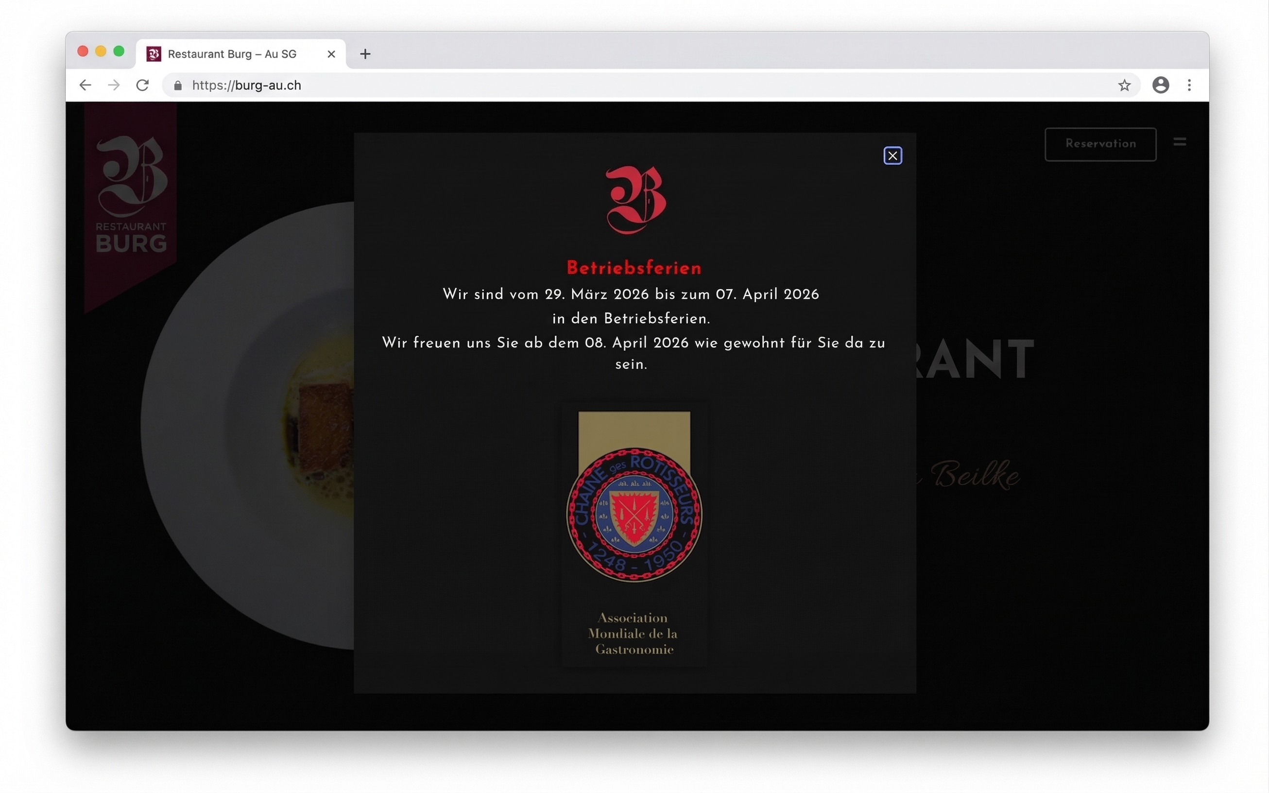 Restaurant Burg — Browser Frame
