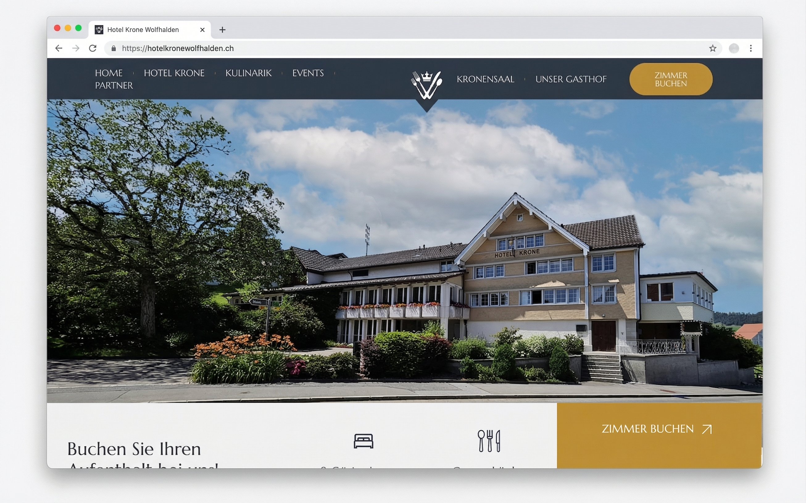 Hotel Krone Website — Browser Frame