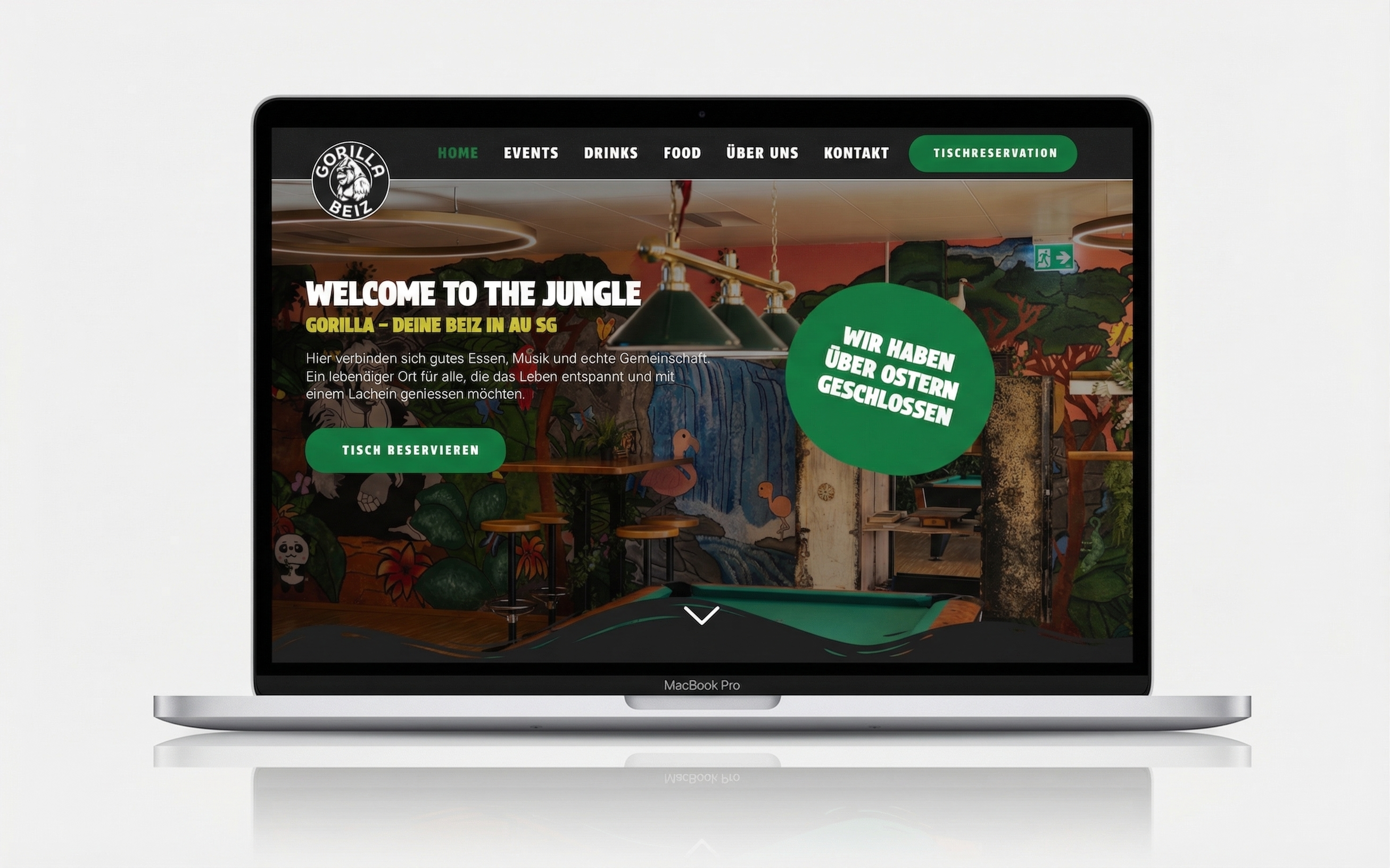 Gorilla Beiz Website — Laptop Mockup
