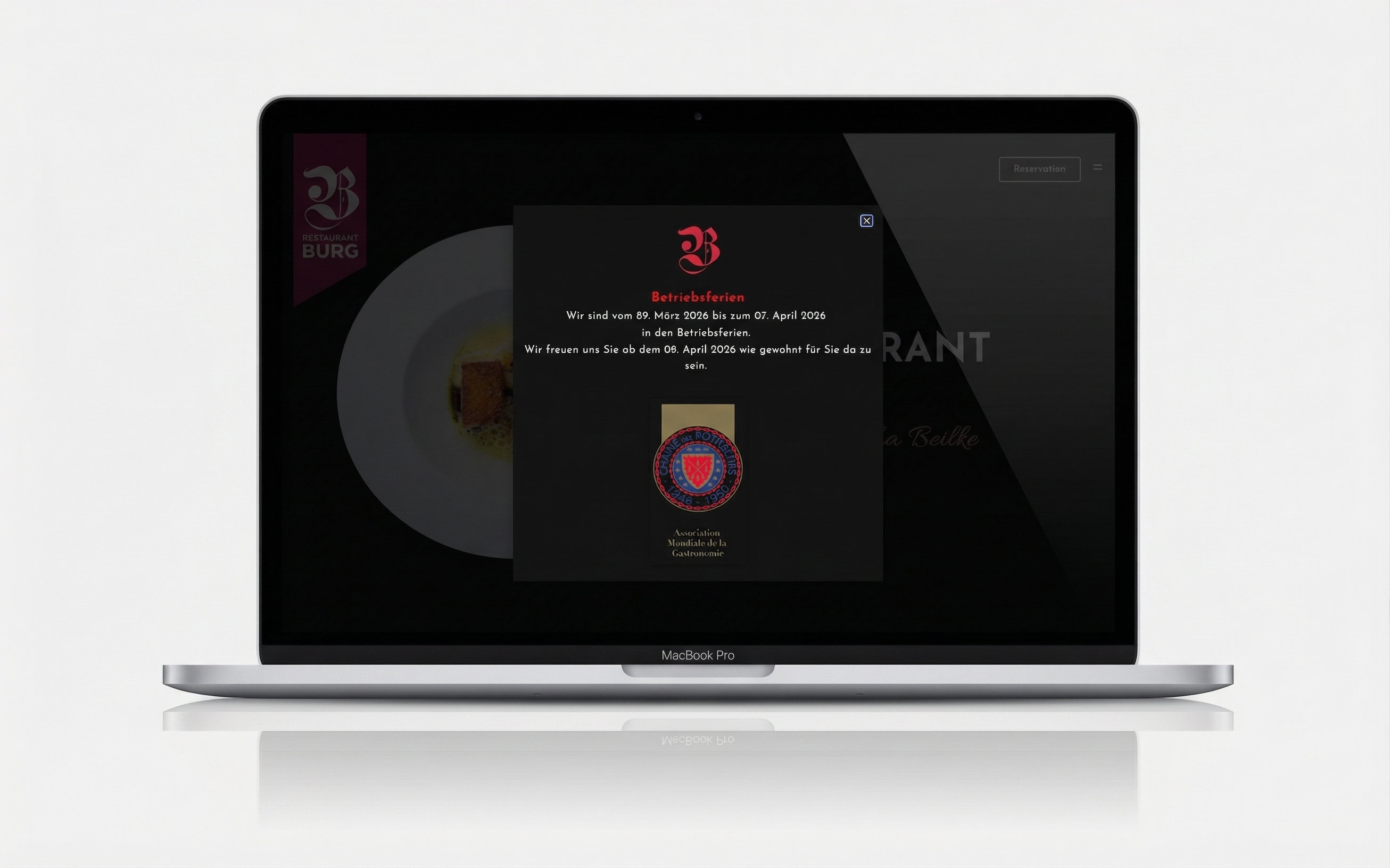Restaurant Burg — Laptop Mockup