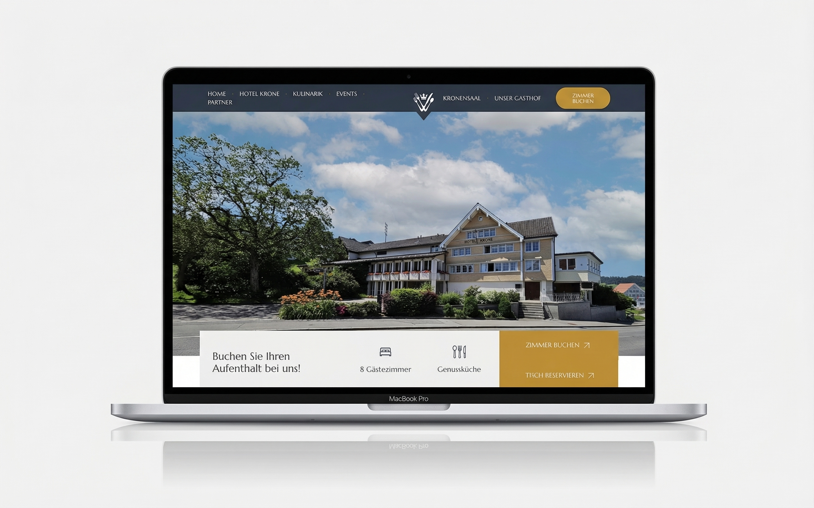 Hotel Krone Website — Laptop Mockup